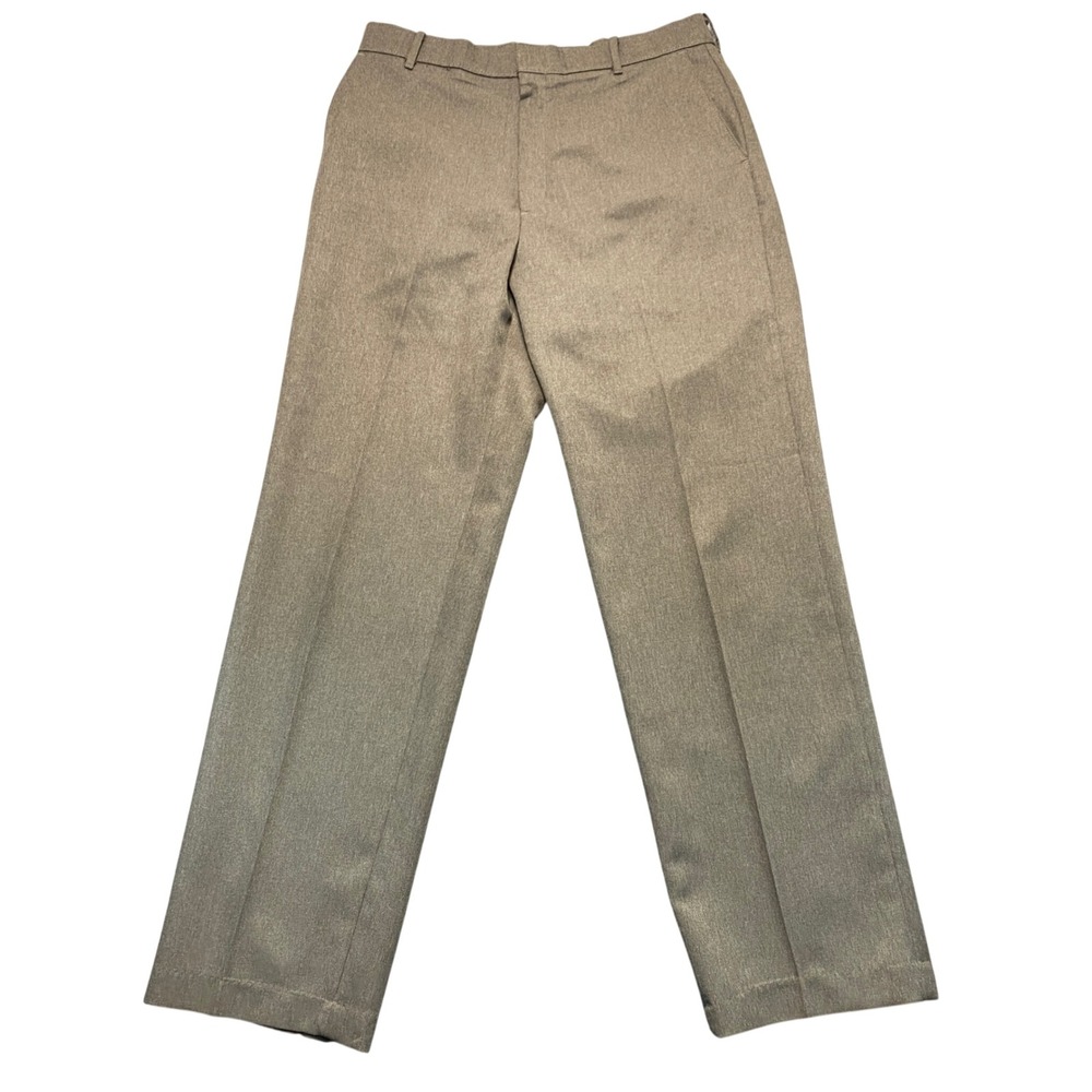 Vintage Levis Action Slacks Mens 34x32 Tan Brown Polyester Straight Leg Pants